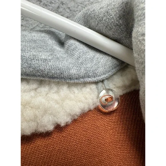 Paper Crane Jacket Womens Medium Rust Brown Sherpa Collared Hooded Denim Coat - Picture 9 of 12